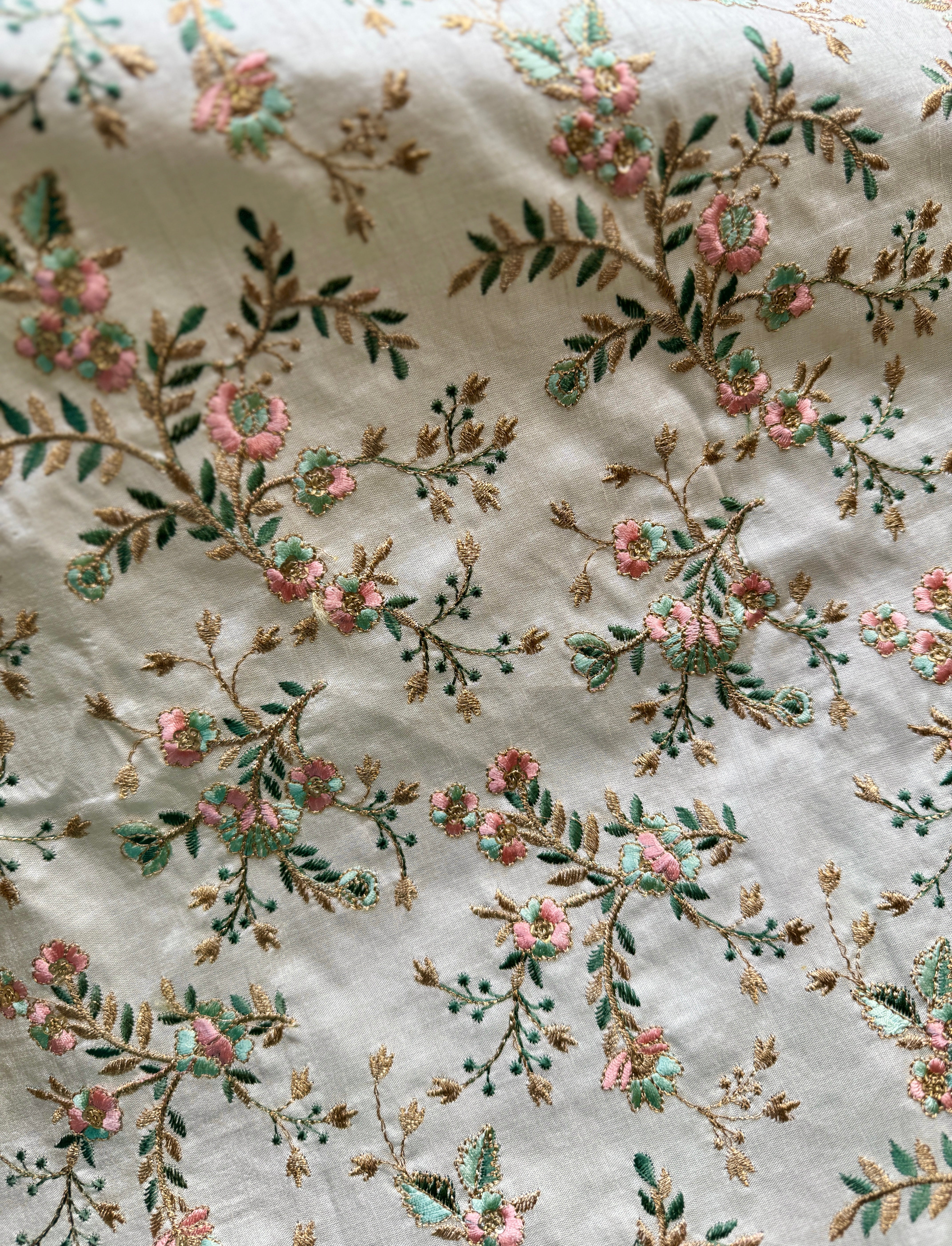 Bangalore Silk Embroidered Fabric with Sequins - Remnant