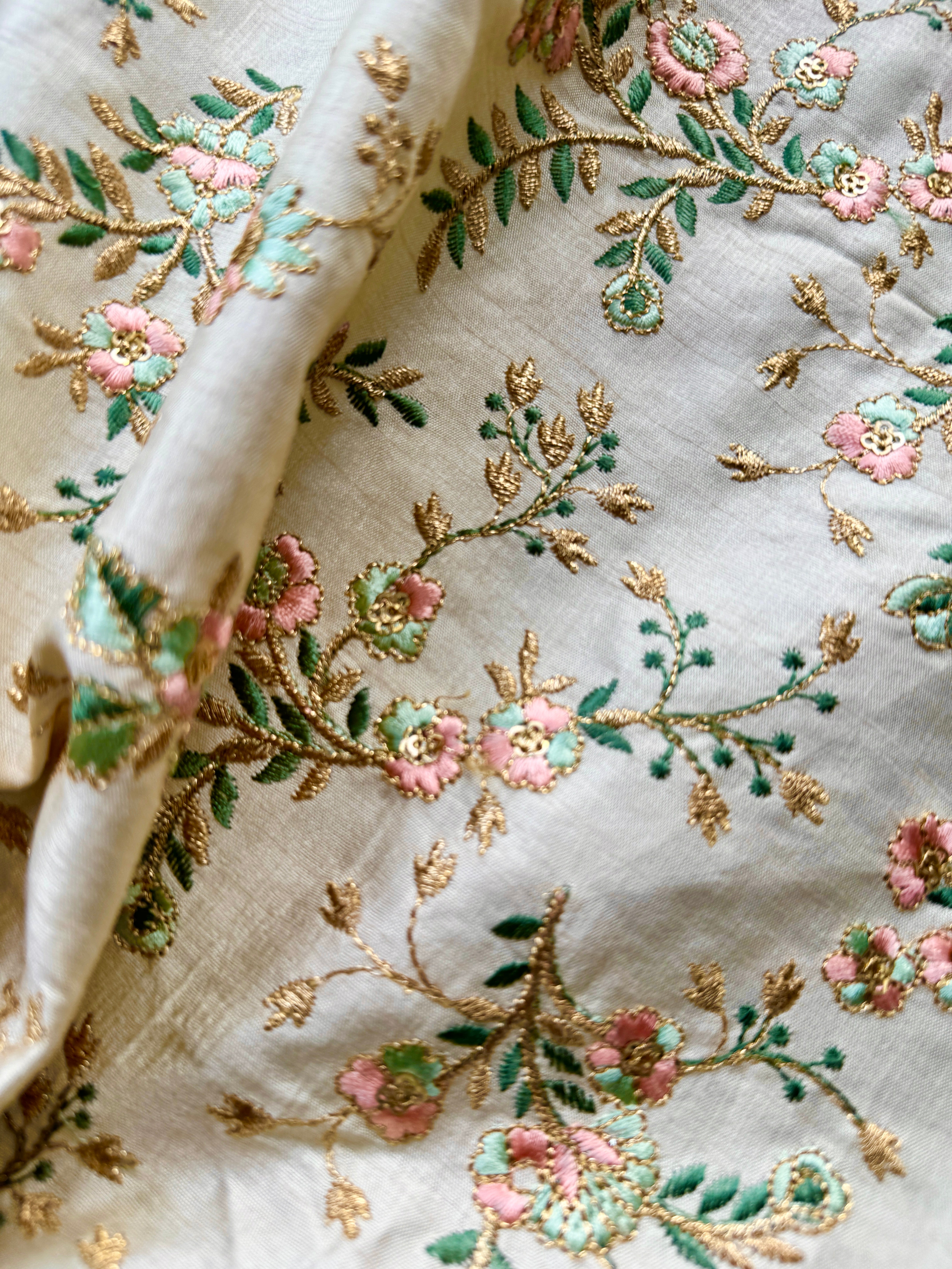 Bangalore Silk Embroidered Fabric with Sequins - Remnant