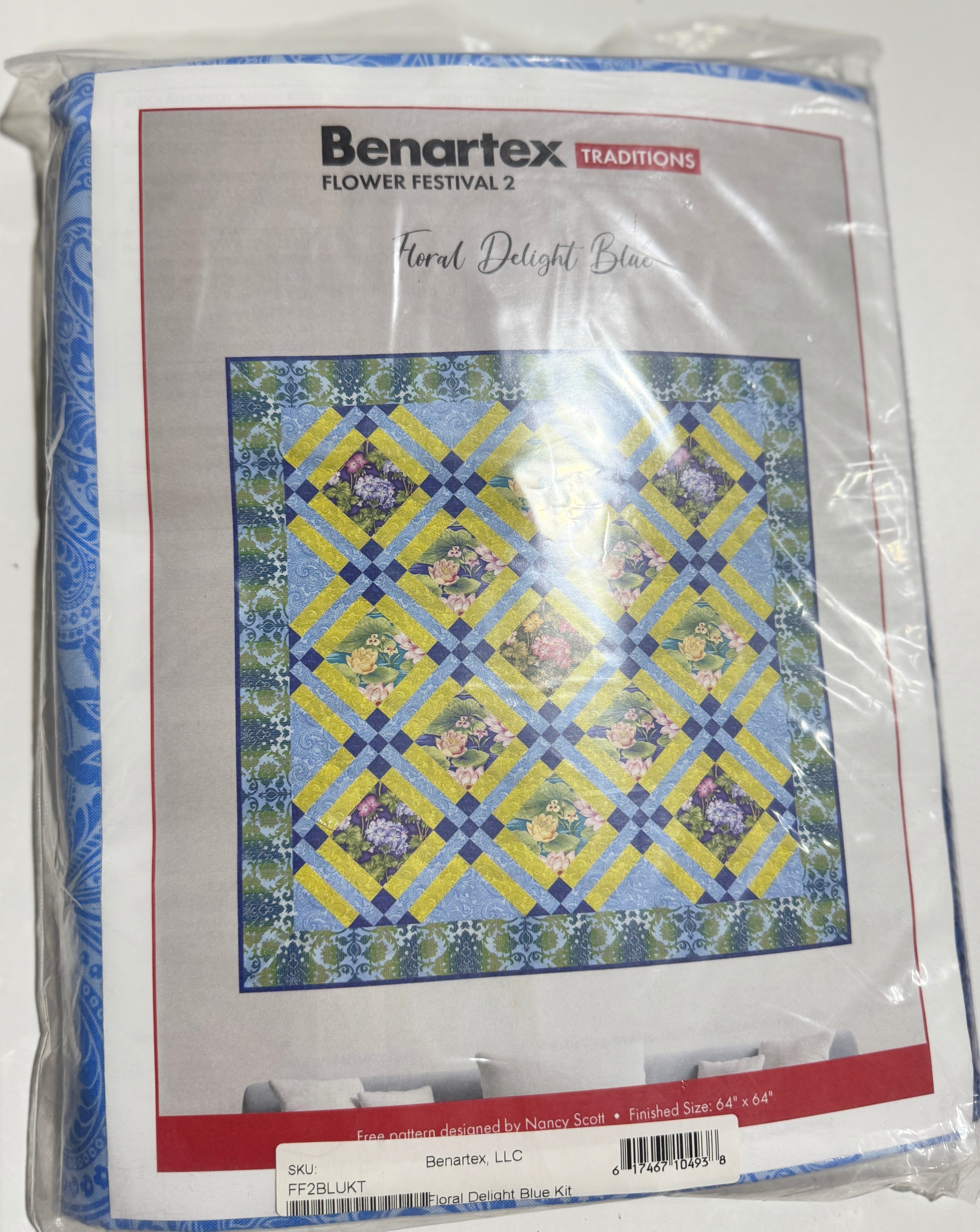 Floral Delight Blue Quilt Kit