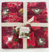 Holiday Flourish Forest Glen Ten Squares precut bundle featuring Christmas fabrics with poinsettias, woodland animals, pinecones, ornaments, evergreens, and metallic gold accents.