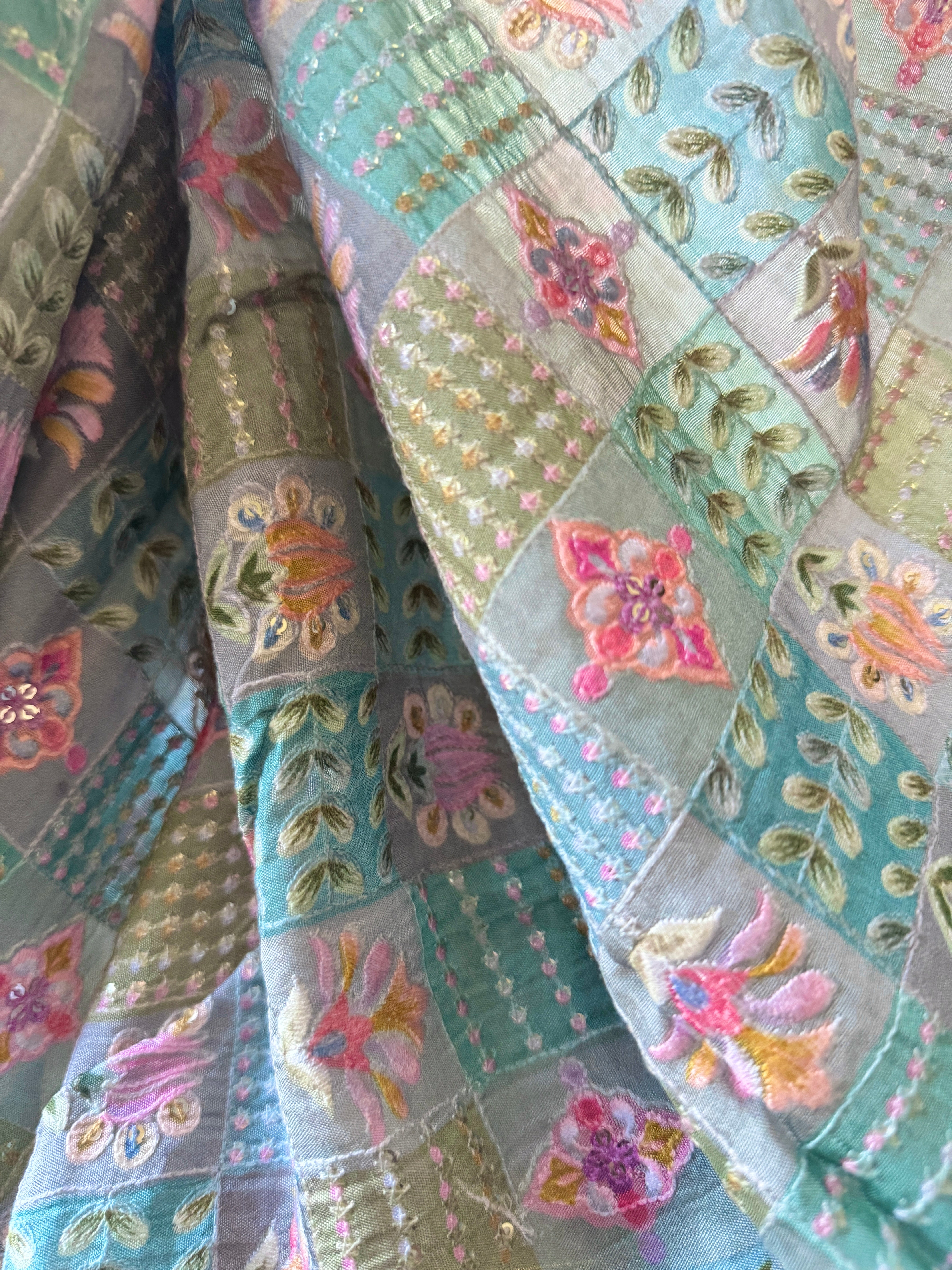 Crepe Chiffon Digital Print Fabric with Sequins and Thread Work