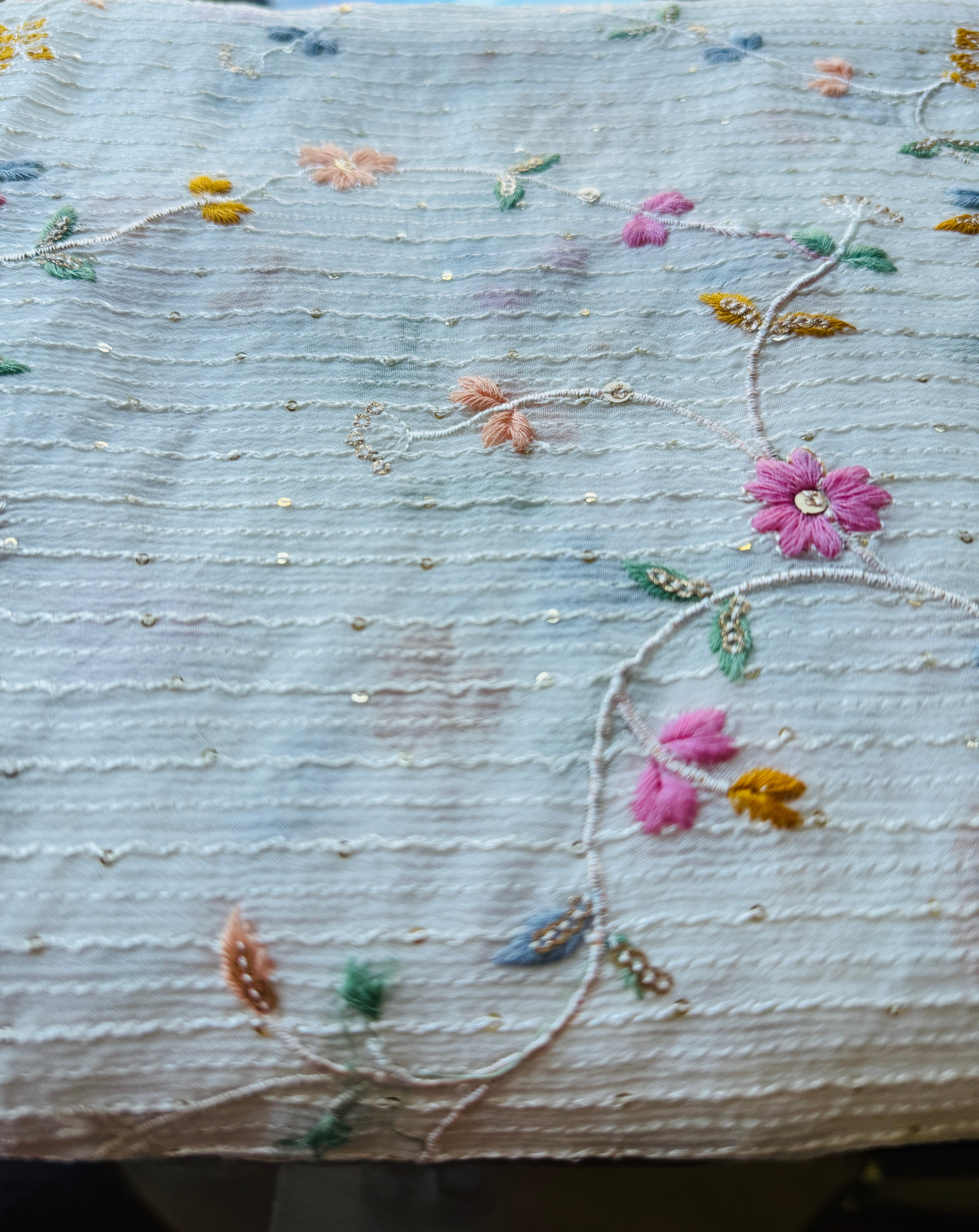 Embroidered Georgette With Sequins And Thread Embroidery