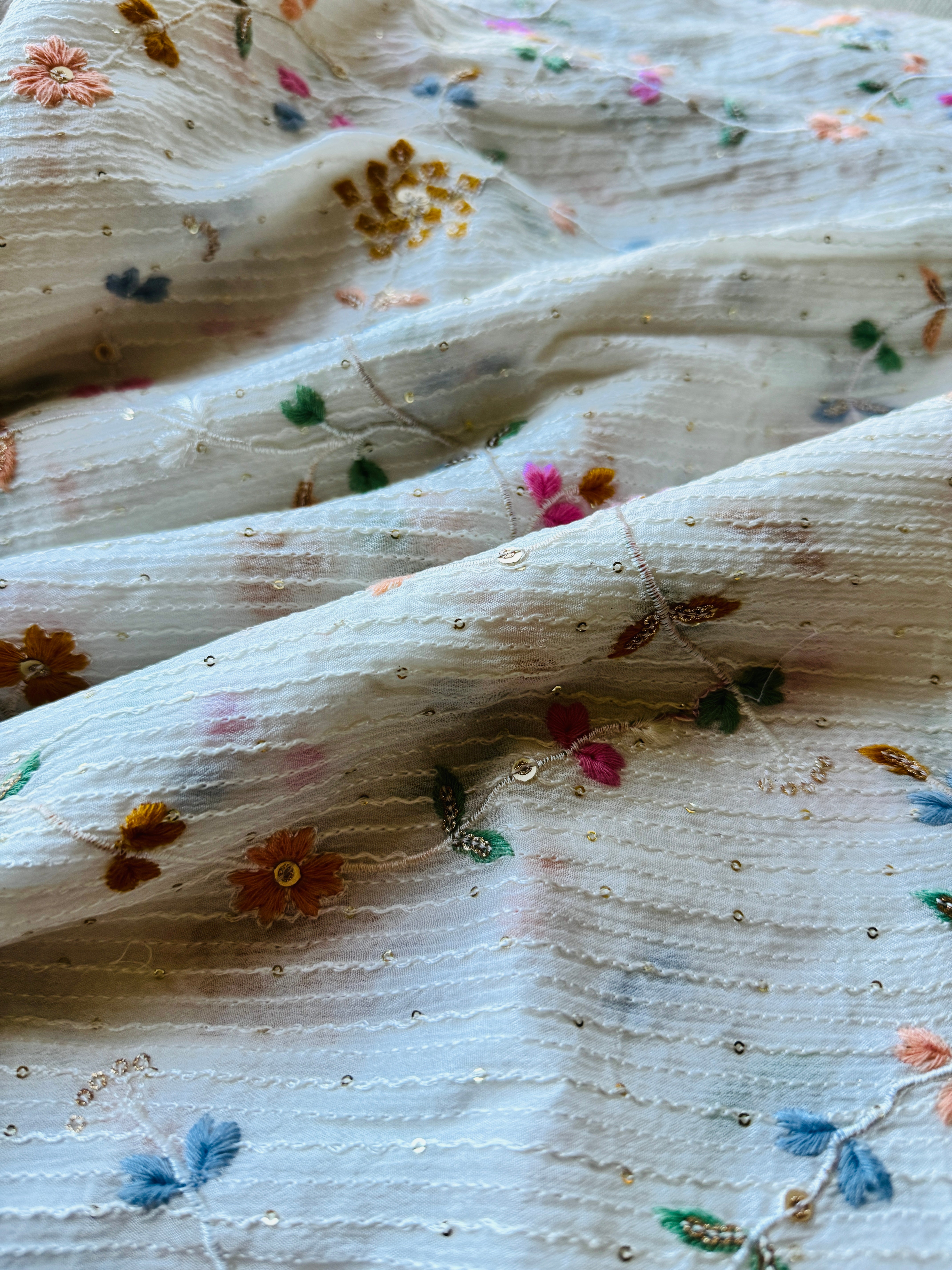 Embroidered Georgette With Sequins And Thread Embroidery