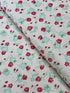 Pink roses and rosebuds with mint gingham accents scattered across a coconut cream background, Sugar Bloom Gingham Garden Coconut cotton fabric.