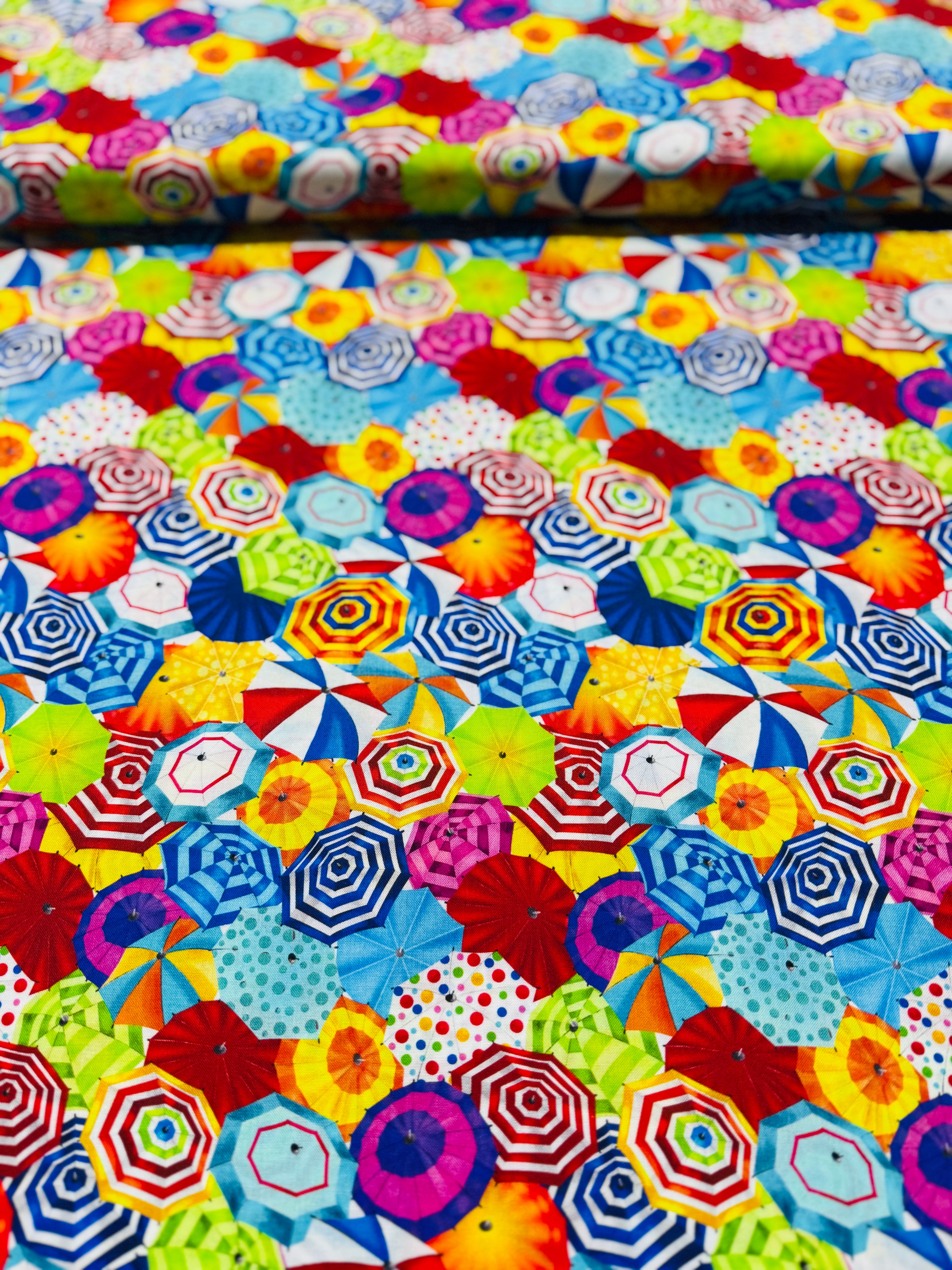 Pool Party - Packed Multi Beach Umbrellas Yardage