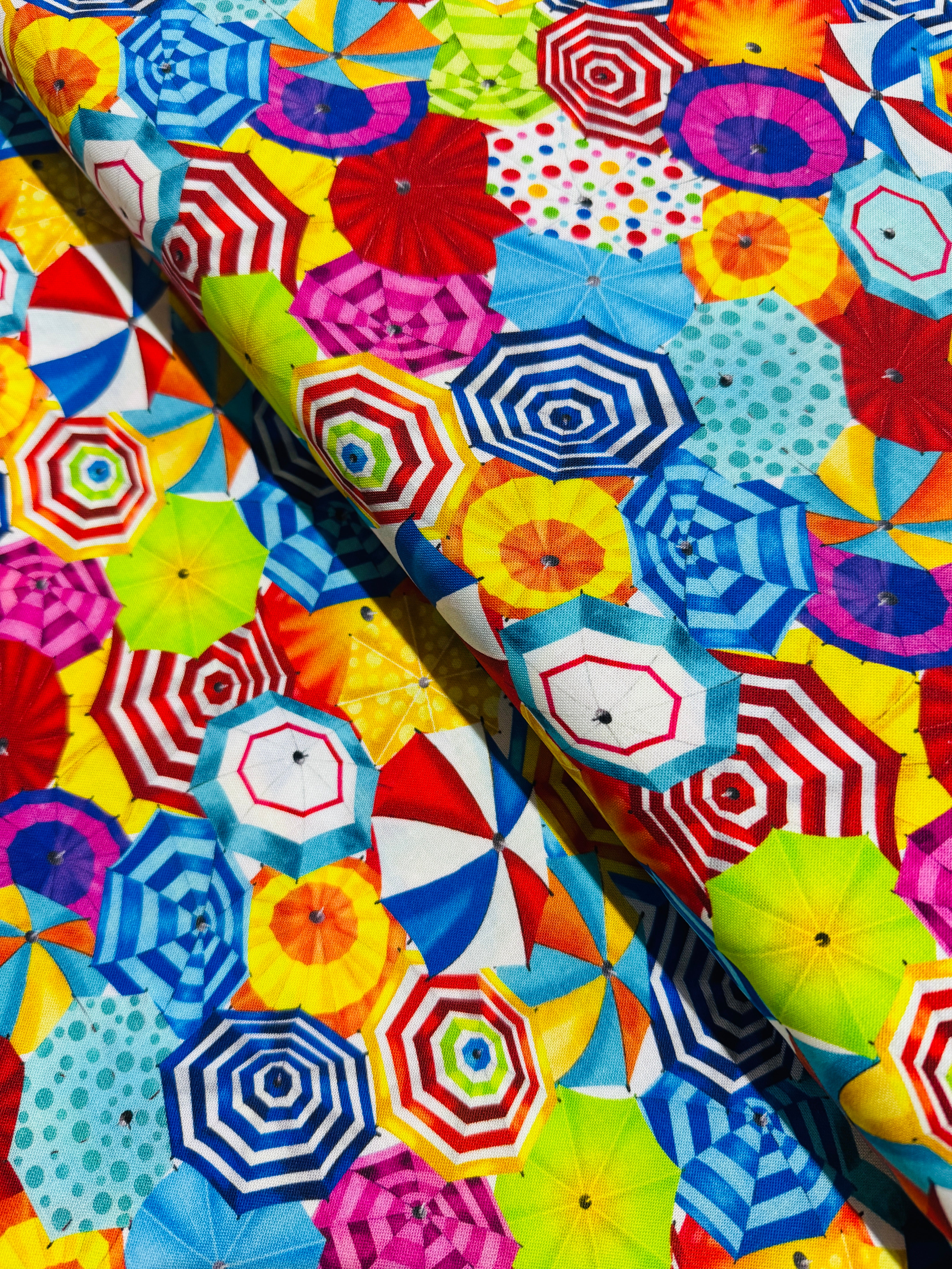 Pool Party - Packed Multi Beach Umbrellas Yardage