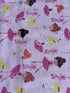 Pink cotton fabric featuring tossed ballerinas, tutus, ballet shoes, and silver glitter accents by Timeless Treasures.