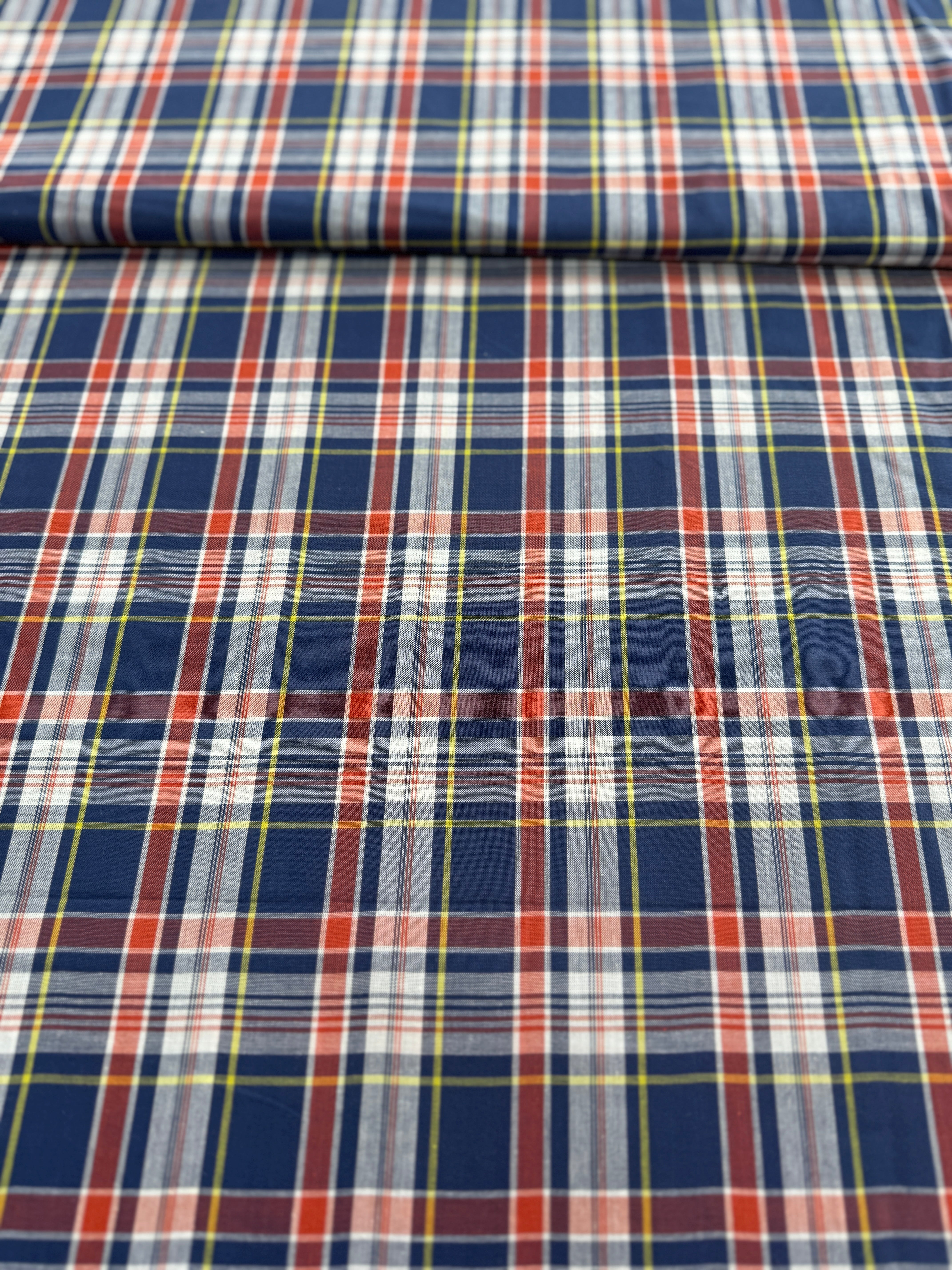56" Width - Mad for Madras Plaid Yarn Dyed - Nautical Yardage