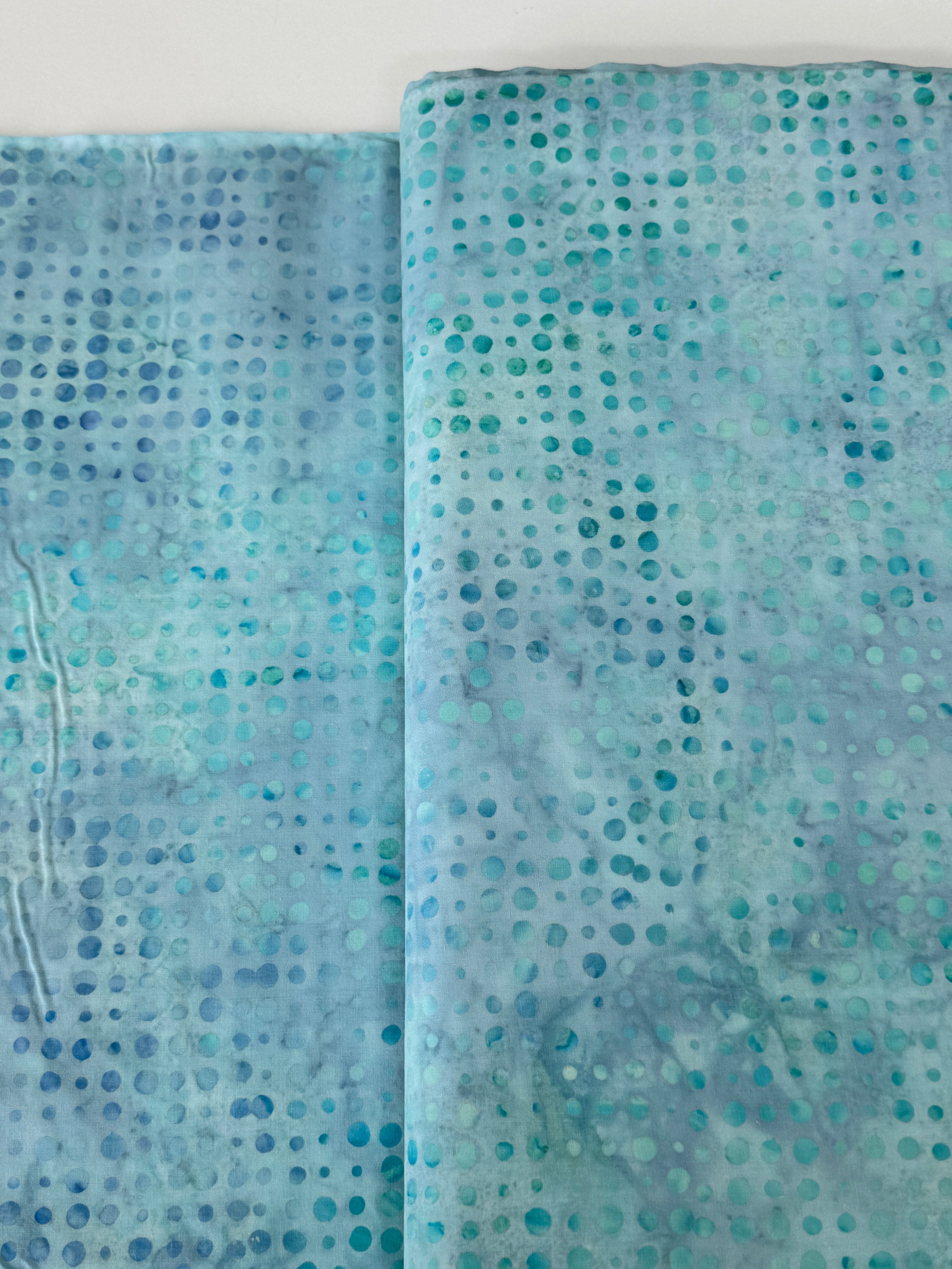 Dots Ocean Batik Fabric by Jinny Beyer – blue batik cotton with dotted design from Malam Batiks VIII for RJR Fabrics.