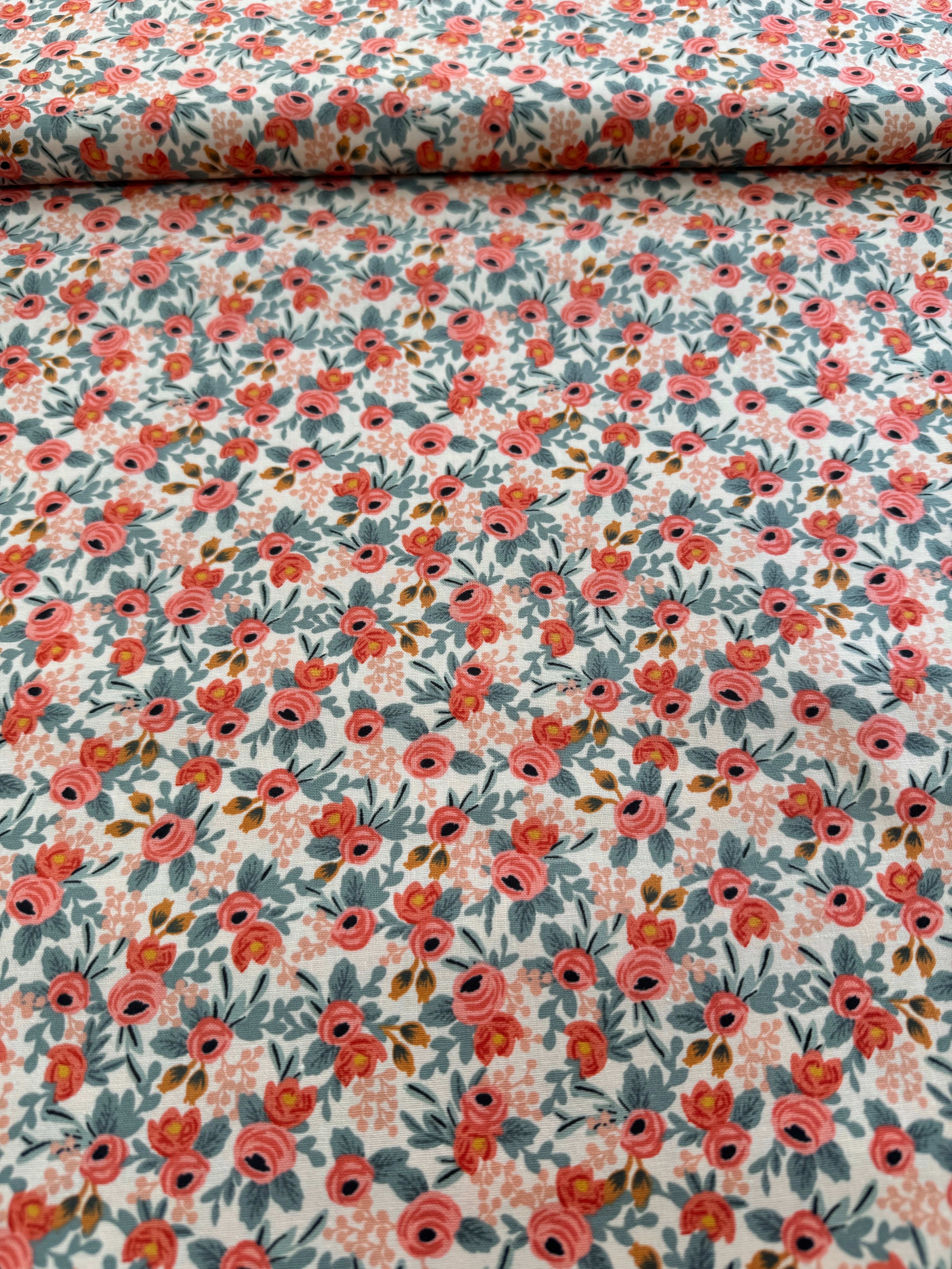Rosa Peach fabric – Rifle Paper Co. floral design with roses on peach background for Cotton + Steel.