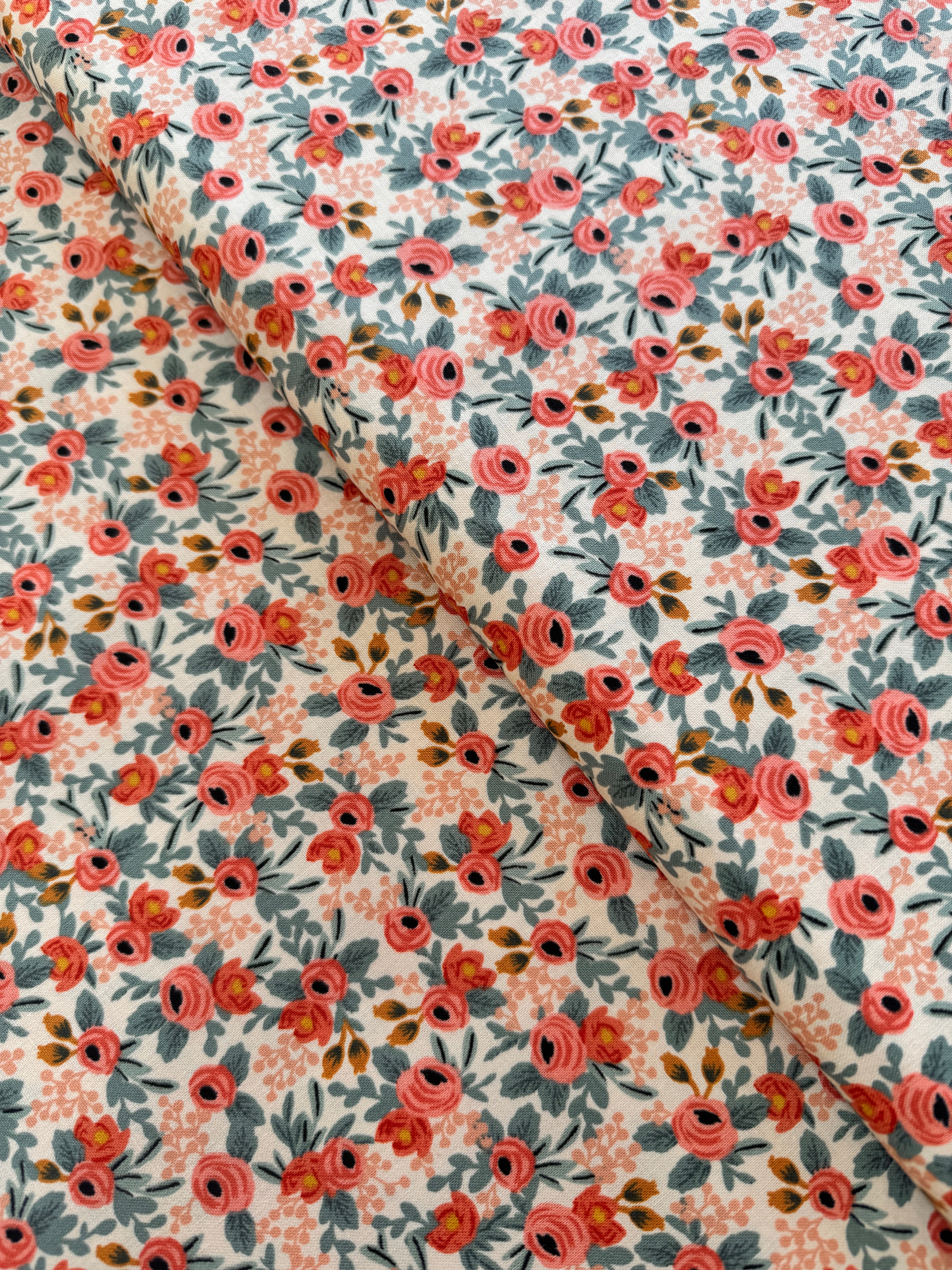 Rosa Peach fabric – Rifle Paper Co. floral design with roses on peach background for Cotton + Steel.