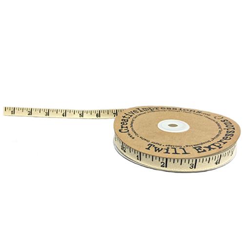 vintage ruler twill tape cotton ribbon with printed inch markings 