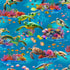 Sea Life cotton fabric by Timeless Treasures featuring sea turtles, tropical fish, colorful coral reefs, and blue ocean water.