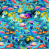 Coral Reef Fish cotton fabric by Timeless Treasures featuring colorful tropical fish swimming through bright blue coral reefs.
