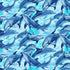 Playful Dolphins cotton fabric by Timeless Treasures featuring blue dolphins swimming through bright aqua ocean water.