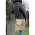 Messenger bag sewn from Tim Holtz Palette Neutral Typewriter cotton canvas, showcasing vintage typewriter keys and typography fabric for stylish handmade bags and accessories.