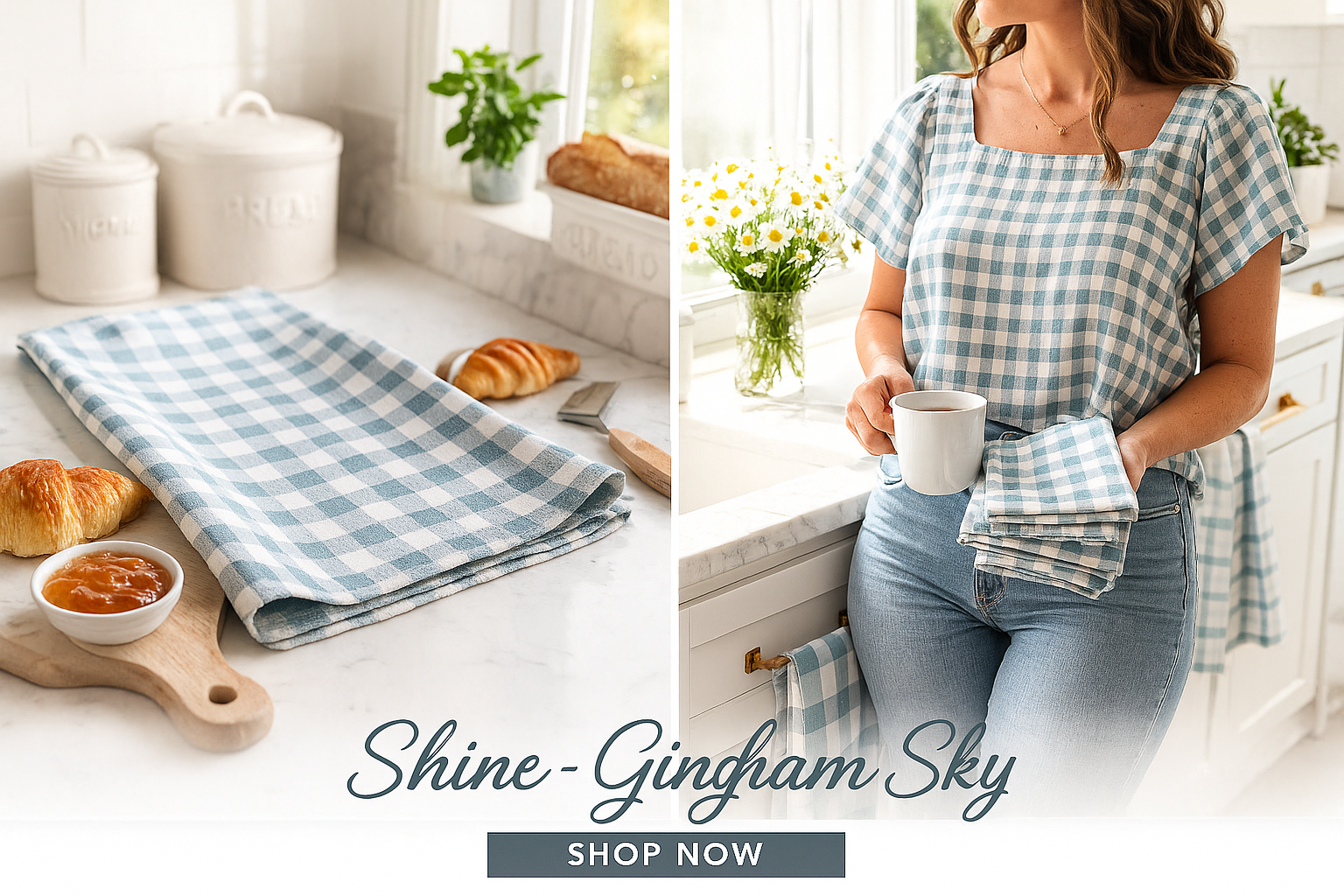 Shine - Gingham Sky Yardage