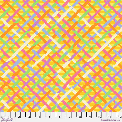 Mad Plaid Gold Fabric by Brandon Mably for Kaffe Fassett Collective – vibrant gold plaid cotton print for quilting and apparel.