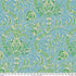 Aqua floral cotton fabric with green and ivory motifs by Kaffe Fassett and The Original Morris & Co. for Free Spirit Fabrics.