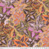 Kaffe Fassett Bold Leaves Brown cotton fabric with layered brown orange and green botanical leaves.