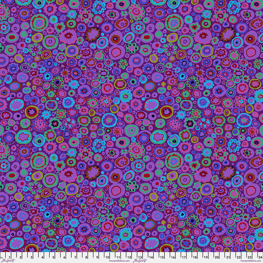 Kaffe Fassett Paperweight Purple 108 inch wide quilt backing with multicolor pebble design.