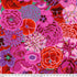 Kaffe Fassett Bekah Magenta 108 inch wide quilt backing with large pink and red flowers.