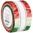 Artisan Batiks Twinkle Lights holiday batik jelly roll with red and green Christmas fabrics.