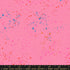 Ruby Star Society Speckled Splatter Paint Flamingo cotton linen canvas featuring turquoise, coral, and pink paint splatters on a bright flamingo pink background by Rashida Coleman-Hale for Moda Fabrics.