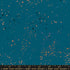 Ruby Star Society Speckled Splatter Paint Teal Metallic cotton linen canvas featuring metallic copper, black, gray, and lavender speckles on a vibrant teal background by Rashida Coleman-Hale for Moda Fabrics.