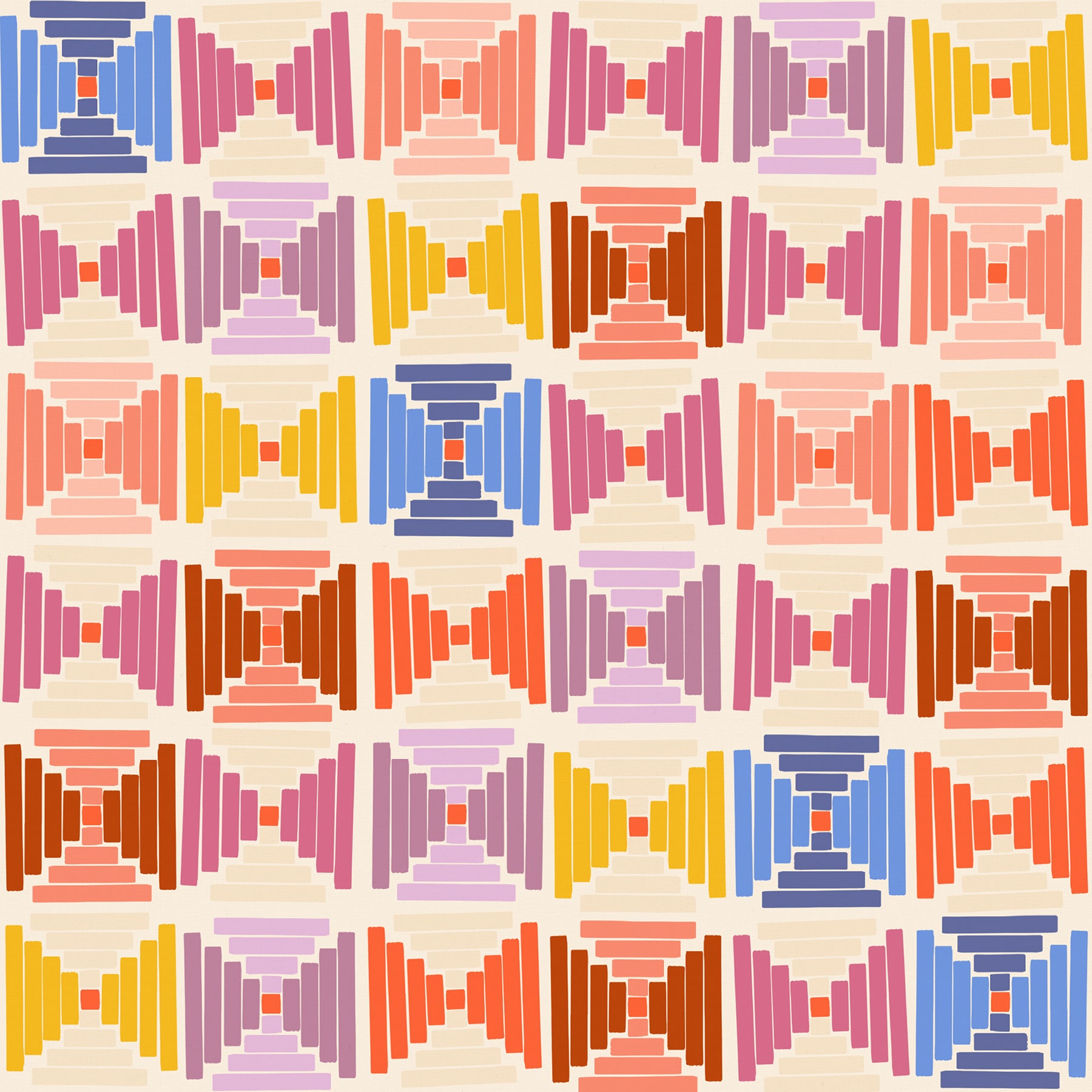 Persimmon Courthouse Steps Natural cotton linen canvas by Rashida Coleman-Hale for Ruby Star Society