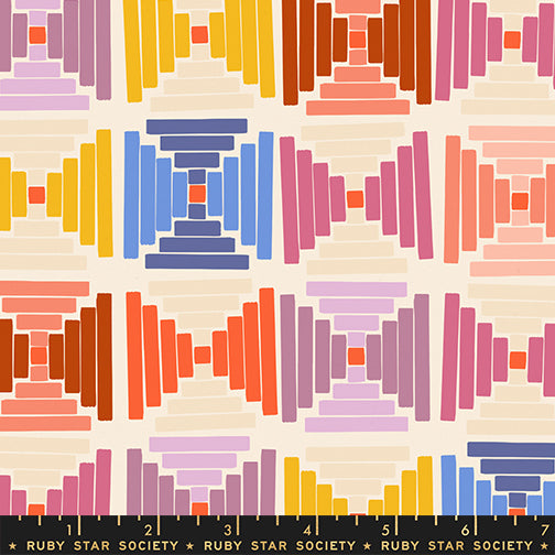 Persimmon Courthouse Steps Natural cotton linen canvas by Rashida Coleman-Hale for Ruby Star Society