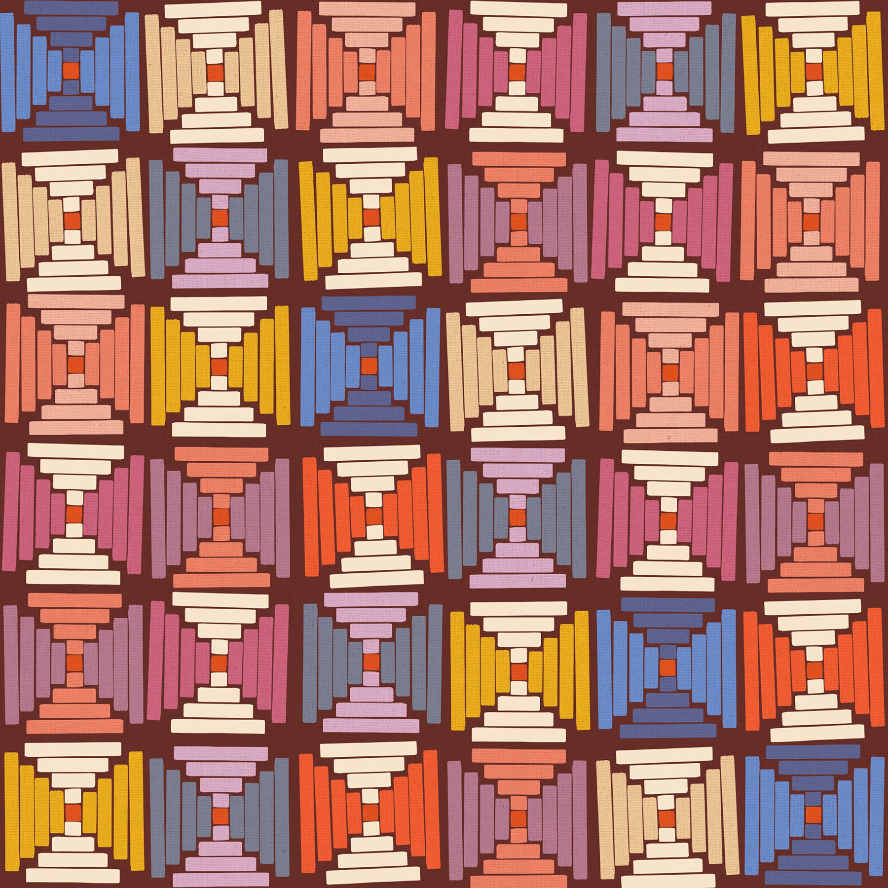 Persimmon Courthouse Steps Cranberry cotton linen canvas by Rashida Coleman-Hale for Ruby Star Society