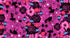 Hello Alice Damask Berry cotton fabric featuring black florals and Alice silhouettes on berry background.