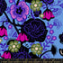 Hello Alice Damask Lindley Blue cotton fabric featuring black florals and Alice silhouettes on blue background.