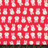 Hello Alice Rabbit Ruby cotton fabric with white rabbits on vibrant ruby red background.