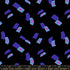 Black cotton fabric with tossed blue and purple playing cards with pink hearts