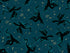 Fireglow Etched Dragons Galaxy Metallic quilting cotton featuring black dragons with metallic gold stars and moons on a rich teal galaxy background by Sarah Watts for Ruby Star Society and Moda Fabrics.