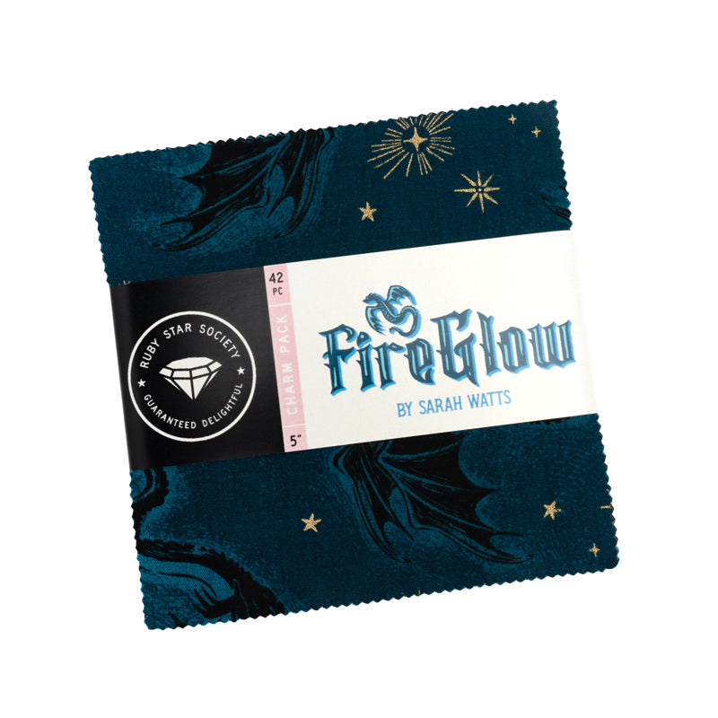 Fireglow Charm Pack by Sarah Watts for Ruby Star Society featuring 42 pre-cut 5-inch quilting cotton squares by Moda Fabrics.