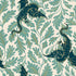 Fireglow Dragon Lair Watercress Metallic quilting cotton featuring deep teal dragons with metallic gold botanical vines on a soft cream background by Sarah Watts for Ruby Star Society and Moda Fabrics.