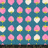 Strawberry Retro Kitsch Storytime fabric by Kimberly Kight for Ruby Star Society and Moda Fabrics featuring bright pink and cream strawberries on a teal blue premium cotton background.