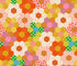 Bright colorful hexagon floral patchwork fabric with retro geometric prints by Alexia Abegg for Ruby Star Society