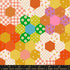 Bright colorful hexagon floral patchwork fabric with retro geometric prints by Alexia Abegg for Ruby Star Society