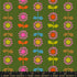 Colorful retro daisy stripe cotton canvas fabric on green background by Alexia Abegg for Ruby Star Society