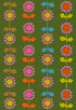 Colorful retro daisy stripe cotton canvas fabric on green background by Alexia Abegg for Ruby Star Society