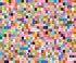 Colorful novelty quilting cotton fabric featuring illustrated icons and graphic symbols in rainbow grid layout by Ruby Star Society for Moda Fabrics