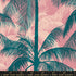 Poolside Too Plum premium cotton canvas featuring deep teal tropical palm trees on a blush pink background by Ruby Star Society for Moda Fabrics.