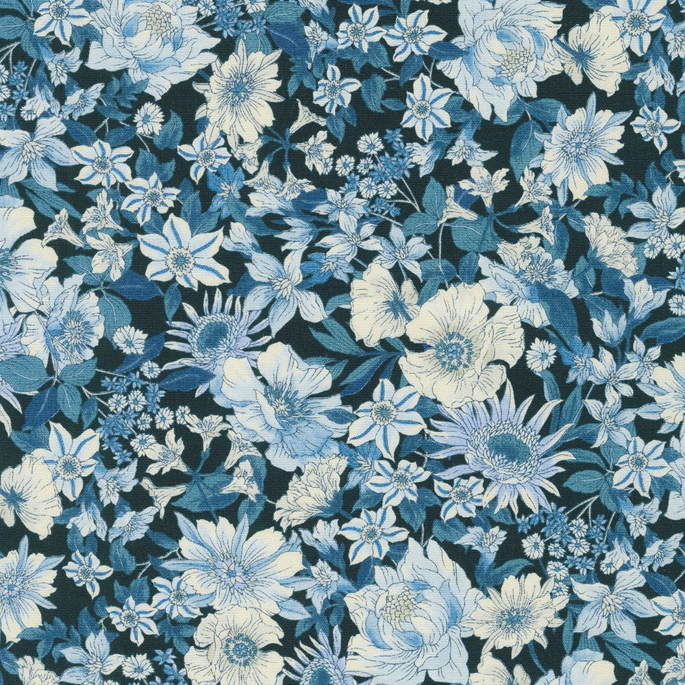 Vintage Fleur - Floral Navy Yardage