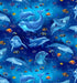 Playful dolphins and fish swimming on Ocean Life fabric by Timeless Treasures