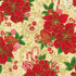 Holiday Flourish Peppermint Twist - Poinsettias Cream Metallic Yardage