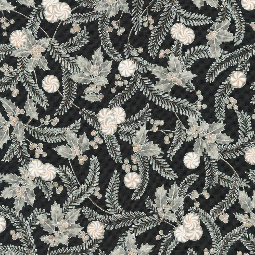 Holiday Flourish Peppermint Twist Sprigs Shadow Metallic Fabric by Robert Kaufman – Studio RK design